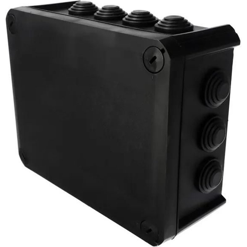 Boîte de dérivation étanche en saillie avec presse-étoupes, couvercle à visser, 190x150x75mm, IP66, noire, EDO777831, EDO Technic