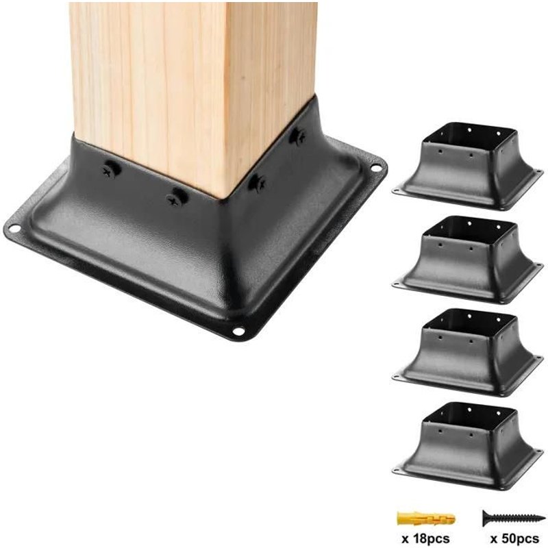 Base de Poteau-Duoku-101,6 x 101,6 mm-Support en Acier Robuste avec Revêtement-pour Rampes et Balustrades de Porche