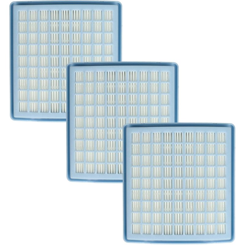 vhbw 3x filtre compatible avec Miele SACJ0, SACJ1, SAAP3, SABD0, SACD0, SACD1, SAAO0 aspirateur - filtre d'évacuation HEPA blanc / bleu clair