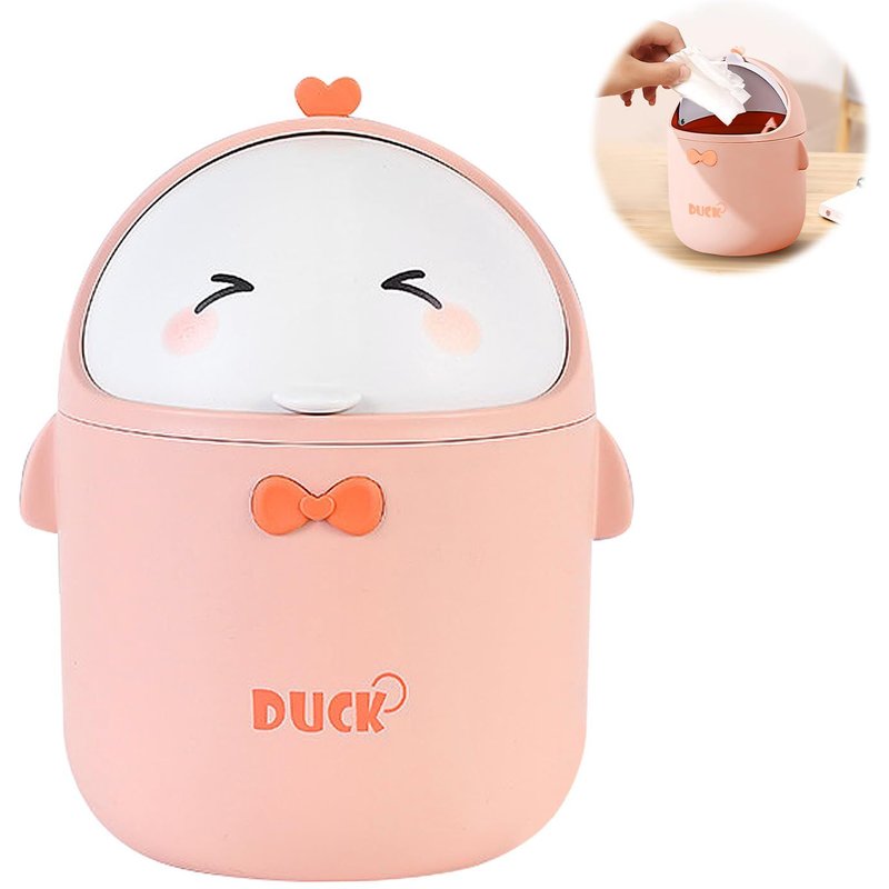 Petite Poubelle De Style Dessin Animé,Mini Poubelle Bureau,Mini Kawaii Poubelle De Table Avec Couvercle,Pour Salle De Bain,Chambre,Bureau Enfant,Le Du Papier Recyclage Et Autres Déchets (Rose)