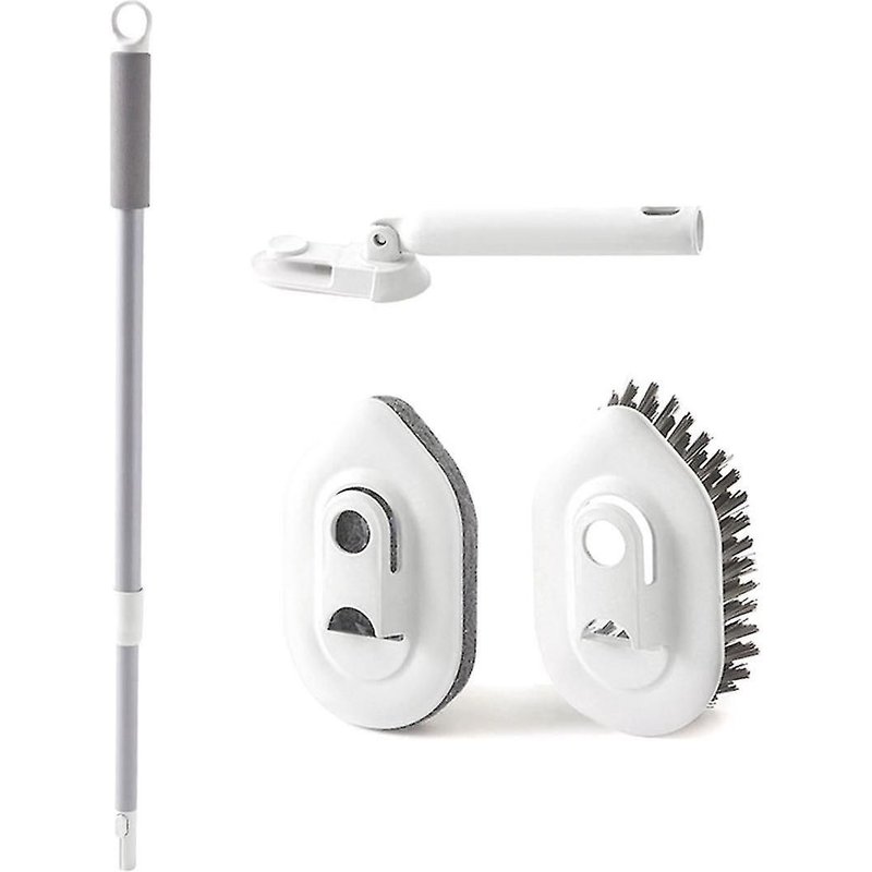 Brosse à récurer pour carrelage de baignoire 2 en 1 avec manche long extensible et brosse de nettoyage pour douche