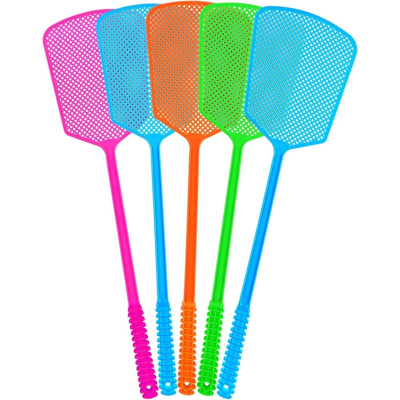 Fly Swatter, 5 Pieces Plastic Fly Swatter with Long Handle, Manual Pest Control, Colourful and Vivid, Heavy Duty Fly Swatter