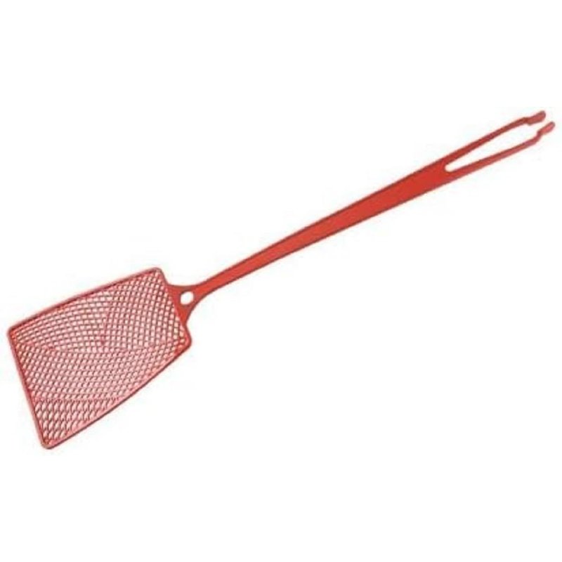 44679 Coloured Fly Swatter, Fly Swatter, Fly Killer with Clip for Insect Pickup, Plastic, Red, Yellow, Black, 40 x 10 cm