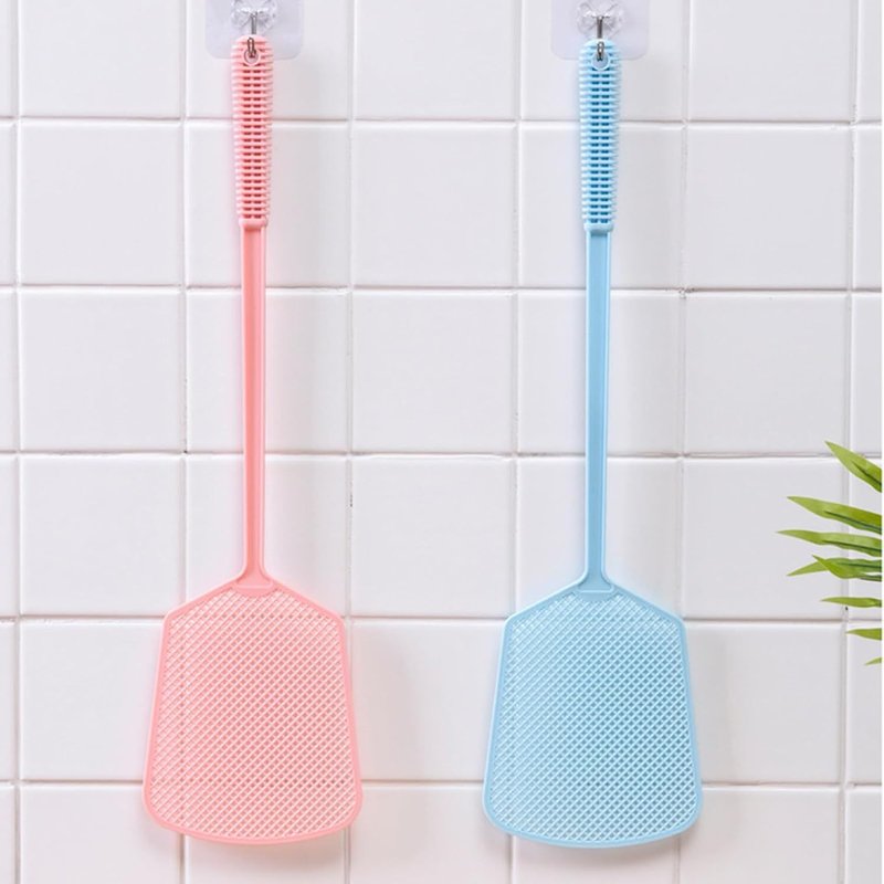 2 x Fly Swatters for Home, Long Handled Fly Swatter for Indoor Use, Long Handle Fly Swatters, Long Handled Fly Swatter, Random Colour