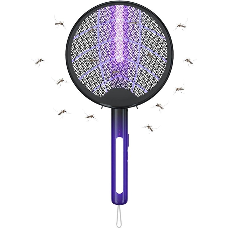 Electric Fly Racket Rechargeable Zapper Fly Swatter Foldable Insect Racket Mosquito Catcher Fly Wasps Garden Swatter for Indoor Outdoor