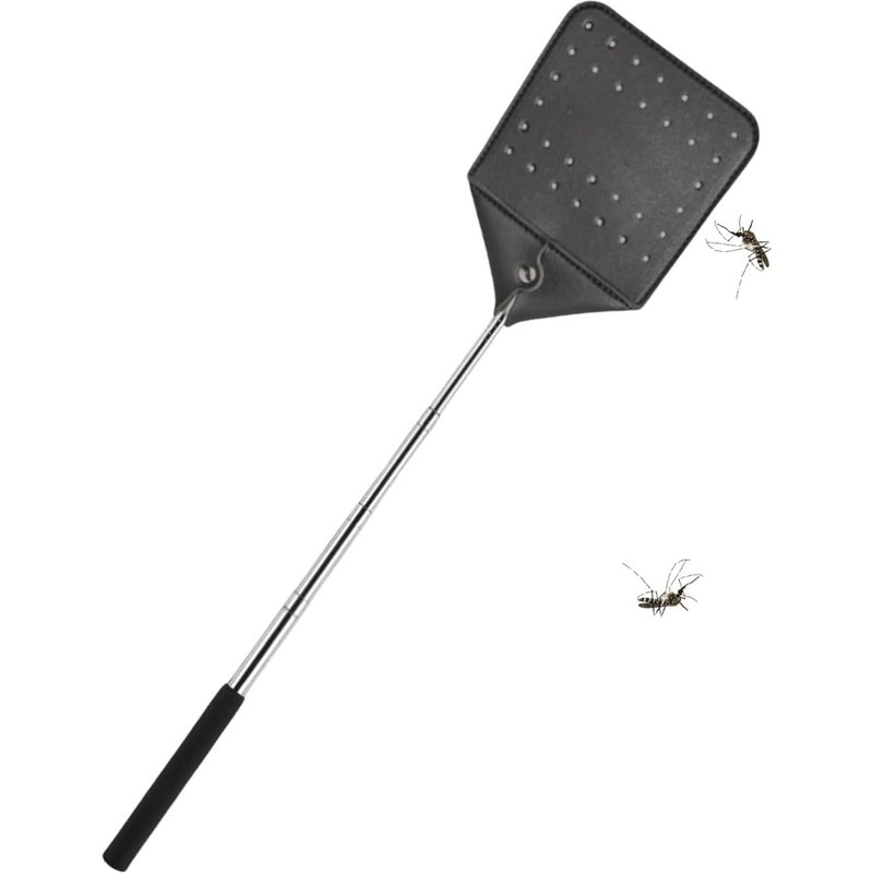Écrabouilleur À Mouches Robustes,Raquette Zappeuse Téléscopique à Manche Acier en Métal Racket Électrique Portable avec Manche Métallique pour Capturer Les Insectes Volants en Pêche et