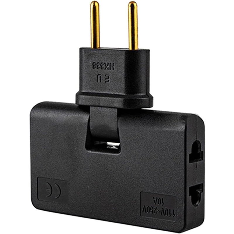 TYE-Adaptateur prise murale plate avec 3 sorties, prise pivotante à 180°, prise plate à 3 prises, 250 V, prise terre 10 A, noir