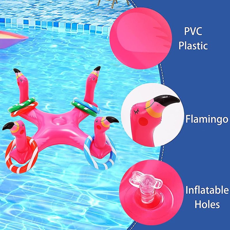 Anneau De Piscine Gonflable, Jeu De Lancer De Jouets De Piscine, Anneau De Piscine Flottant Flamant Rose Avec