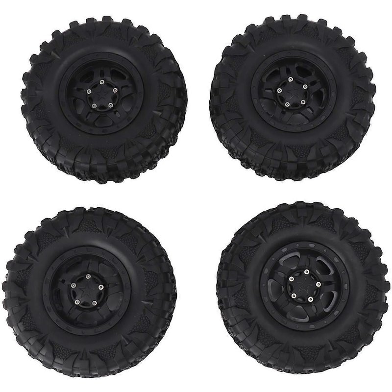 Pneus RC 4 pièces 2 pouces en caoutchouc noir, installation simple, résistants à l'usure, remplacement pour voiture RC avec jante en plastique pour voiture RC hexagonale de 12 mm