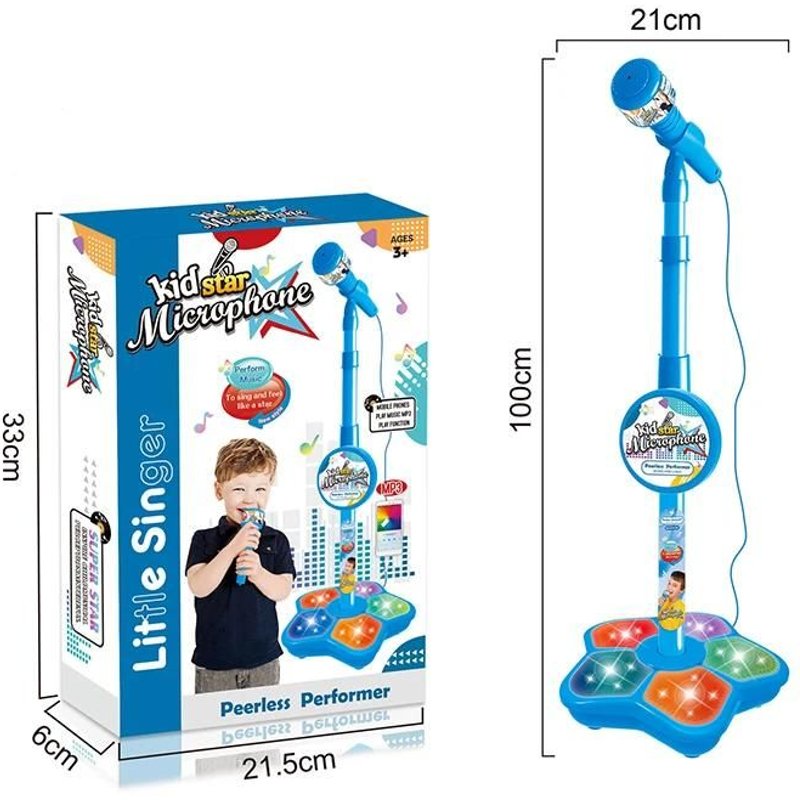 Haut-parleur de Microphone Musical avec chanson populaire,Instrument de musique,jouets éducatifs d'entraînement cérébral,Blue