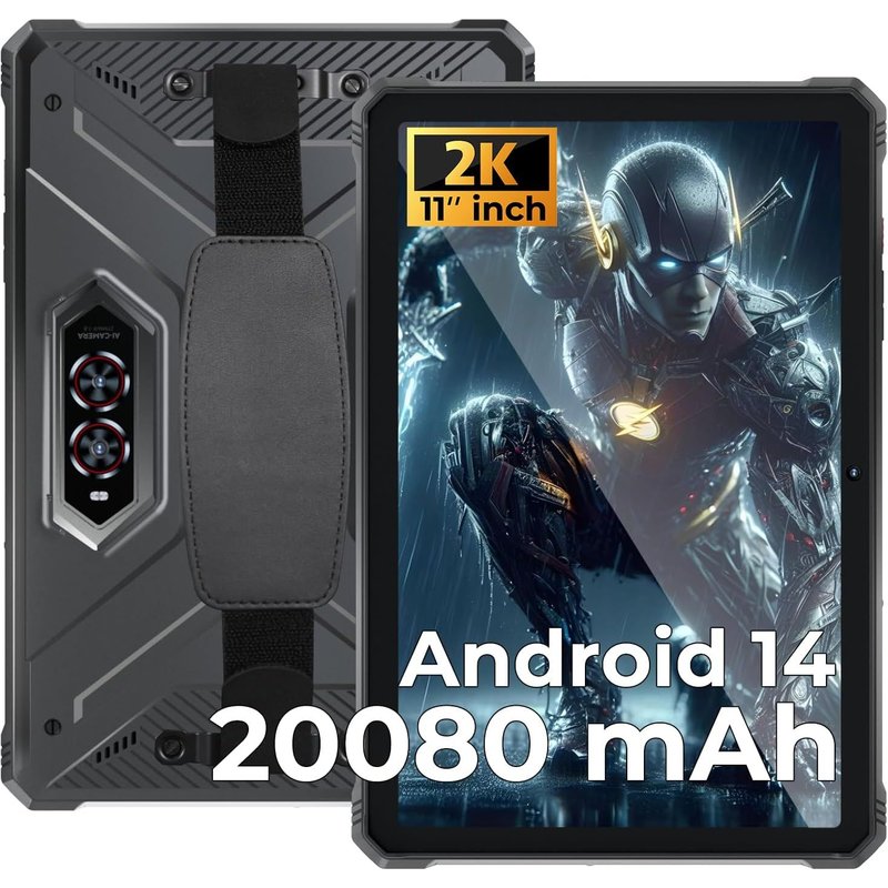 HOTWAV R9 Pro Tablette Incassable, 20Go + 256Go/TF 2To Android 14 Tablette, ¿¿cran 11"" FHD+ Tablette Tactile, 20080mAh, 64MP+16MP, Dual SIM 4G, WLAN 5G, Octa Core, IP68&IP69K, Face ID, GPS, OTG, Noir