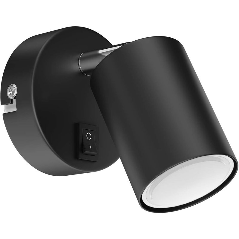 spot WAIKA,lampe simple,avec interrupteur,GU10,noir mat,incl. 450lm LED GU10 lampe,blanc