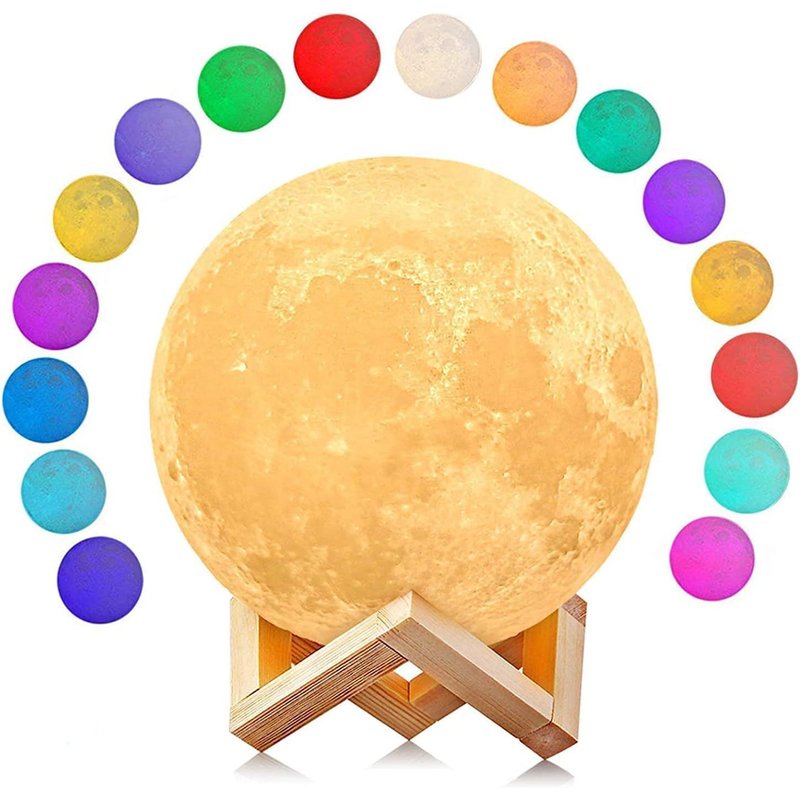 Lampe Lune 3d, Veilleuse Led Lampe Décorative 16 Couleurs Avec Télécommande Et Interrupteur Tactile Usb Rechargeable Lampe De Nuit Pour Chambre Salon Café Cadeau Anniversaire Noël
