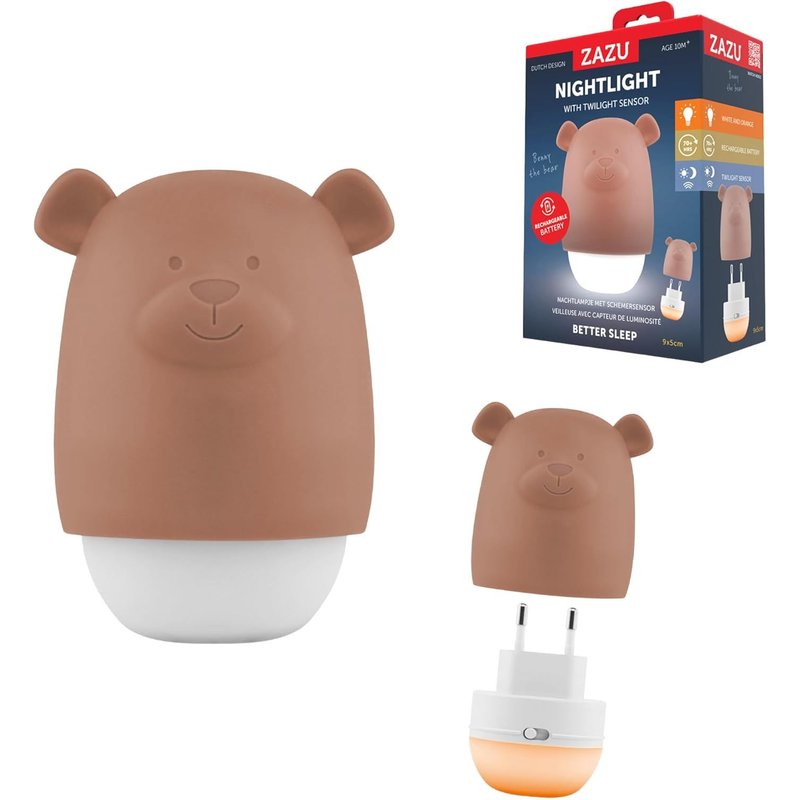 Benny Veilleuse Bébé Automatique Avec Détecteur De Crépuscule ¿ Rechargeable Blanc & Orange Autonomie 70h Mode Voyage Lampe De Nuit Portable Pour Enfants (Marron)