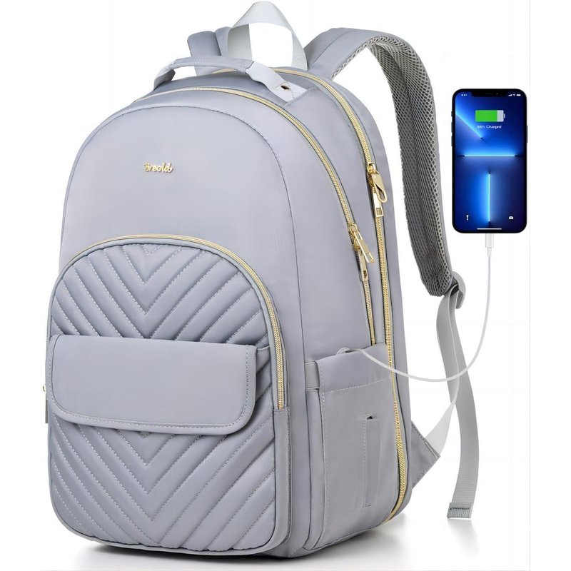 Sac À Dos Femme Sac À Dos Pour Prdinateur Portable Avec Port De Charge Usb & 15,6 Pouces Pc Compartiment Pour Collège Voyage Loisir Travail Affaire