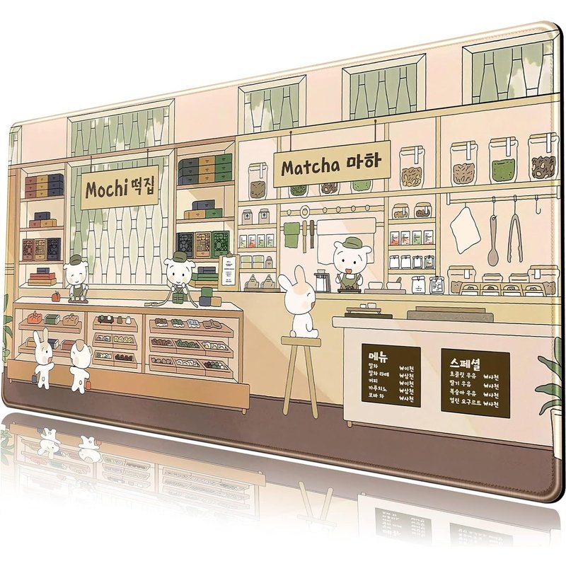 Kawaii Joli Tapis De Bureau Beige Anime Japonais Grand Tapis De Souris Xxl Étendu Tapis De Souris Pour Clavier Et Souris Accessoires De Bureau Mignons Pour Ordinateur Portable 80 X 40 Cm Base En