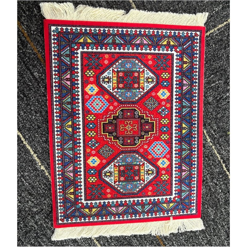 Tapis De Souris Créatif Mini Tapis Oriental Motif Tissu Textile Petit Tapis De Souris Avec Pompons En Coton Tapis De Souris Accessoires D'Ordinateur Sous-Verre 28 X 18 Cm A18 Rouge 2#