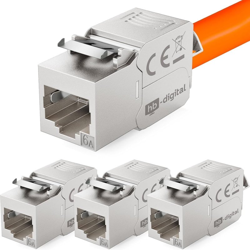 4x Module Keystone RJ45 CAT 6a Prise Réseau 10Gbit/s STP Blindé AWG 22-24 Connexion LSA Sans Outil pour Câble Ethernet LAN,Panneau de Brassage et Prise Murale