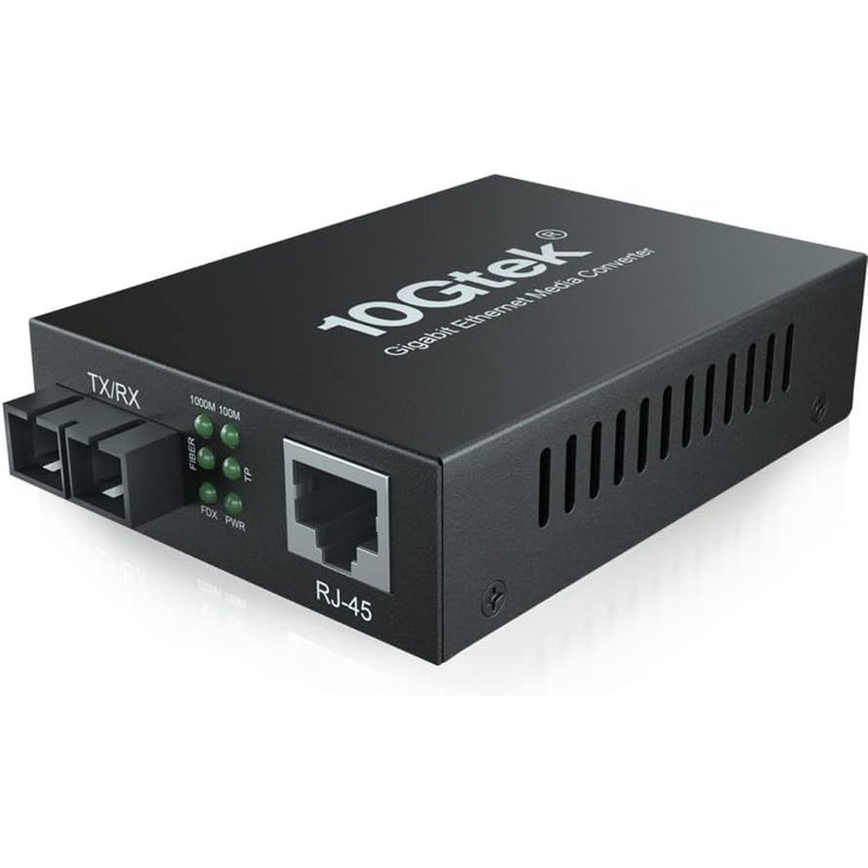 Convertisseur de média Gigabit Ethernet,double port SC 1,25G,convertisseur RJ45 SMF fibre vers cuivre pour 10/100/1000Base-TX à 1000Base-LX,jusqu`à 20-km. 1-Pack.