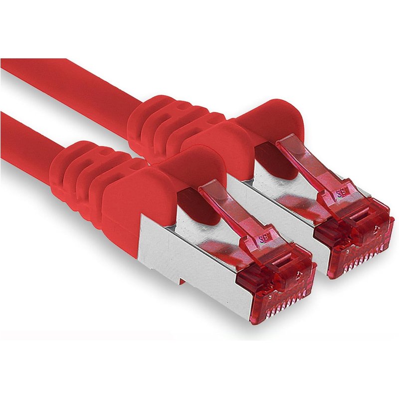 1x 3 mètres câble patch CAT6 S/FTP blindage PIMF câble réseau CAT.6 RJ45 câble Ethernet routeur LAN DSL commutateur modem panneau de brassage-rouge-1 pièce