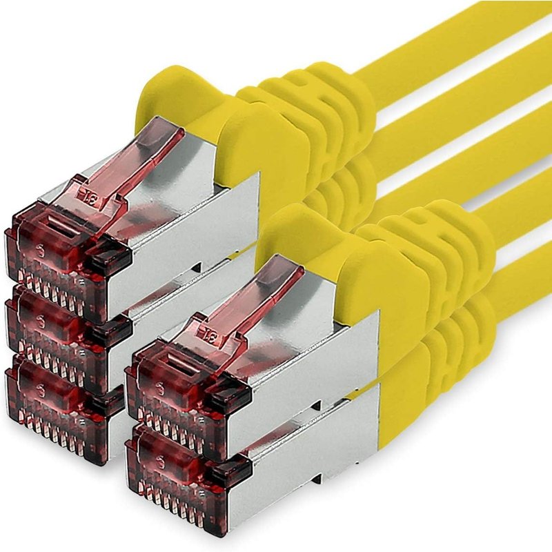 Câble réseau Cat.6 5m jaune-5 x câble Ethernet Lankabel Cat6 Câble réseau Lan Sftp Pimf patch cable 1000 Mbit s