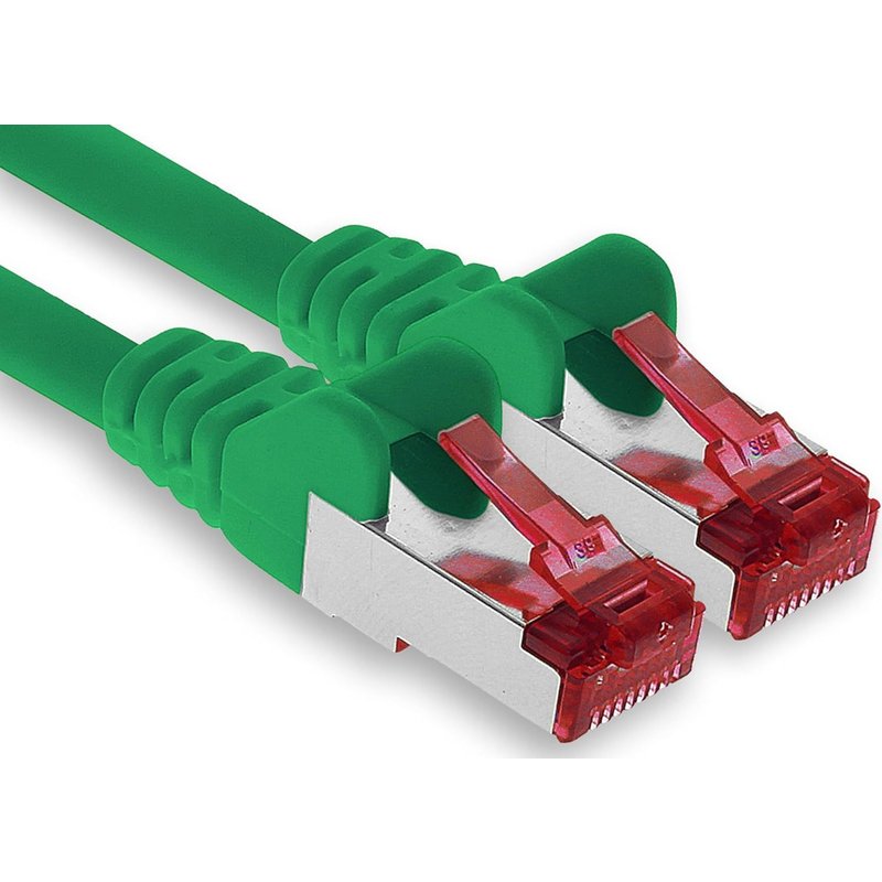 1x 1m câble patch CAT6 S/FTP PIMF blindage CAT.6 câble réseau RJ45 câble Ethernet DSL LAN routeur commutateur modem panneau de brassage-vert-1 pièce