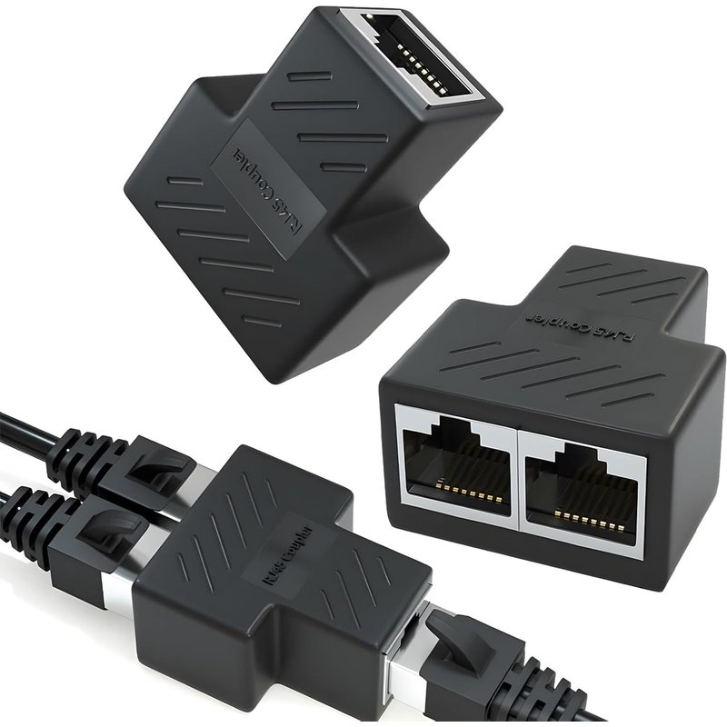 Répartiteur Ethernet RJ45,Switch Ethernet 1 à 2 Ports,2 PCS Adaptateur d'Accès Internet Simultané à 2 Ports,Coupleur Raccord vers LAN Rallonge,pour Cat5/Cat5e/CAT6/Cat7