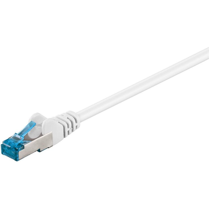 92712 CAT 6a PatchKabel,câble Ethernet,double blindage,S-FTP jusqu'à 10000 Mbits,500 Mhz,sans halogène Câble cuivre,connecteur RJ-45,contacts dorés,3 m,blanc