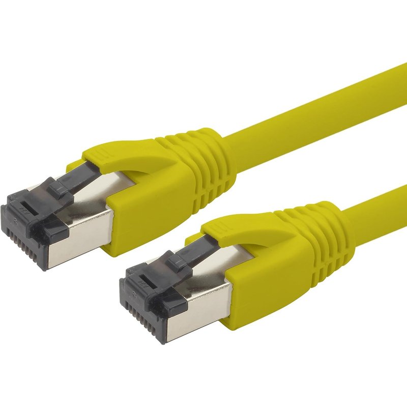 Câble réseau Cat 8 de 0,5 m Câble CAT8 jaune-1 pièce Cat.8 Lan 2000 MHz 40 Gbit s 40GBase-T Poe+ patch cable Câble Ethernet LSZH-1 x 0,5 mètre jaune