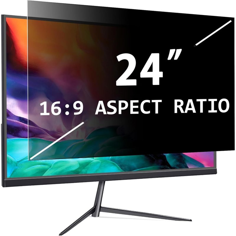 Filtre De Confidentialité Pour Ecran Pc 24 Pouces 16:9, Protecteur D'Écran Anti Espion, Anti-Lumière Bleu Film, Amovible Filtre De Confidentialité