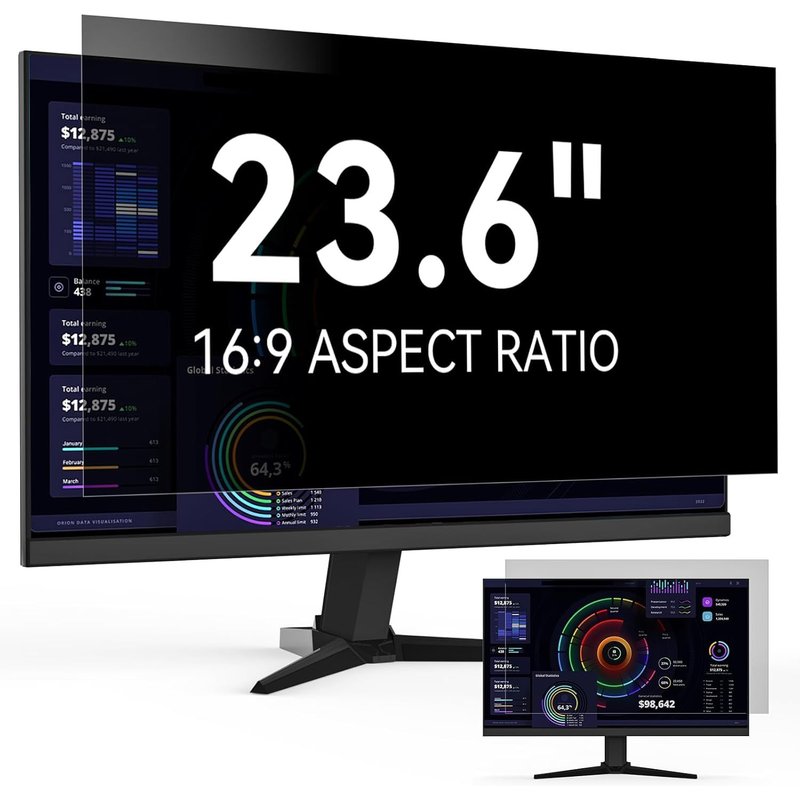 23.6 Pouces Filtre De Confidentialité,Amovible Film Protecteur D'Écran,Anti-Lumière Bleu Anti Espion Revêtement Anti-Reflet Film Pour Pc&Moniteur 23.6"" 16:9 Widescreen Computer