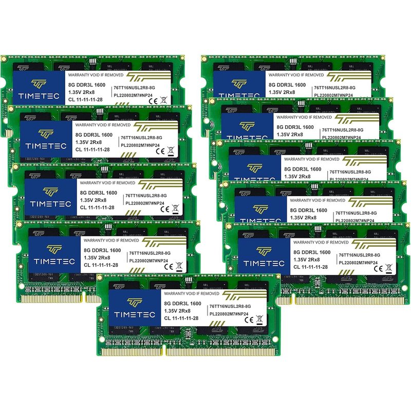 80 Go Kit(10X8Go) Ddr3L/Ddr3 1600Mhz Pc3-12800 Non-Ecc Sans Tampon 1.35 V/1.5 V Cl11 2Rx8 Double Rang 204 Broches Sodimm Ordinateur Portable Pc Ordinateur Mémoire Ram Module Mise À Niveau
