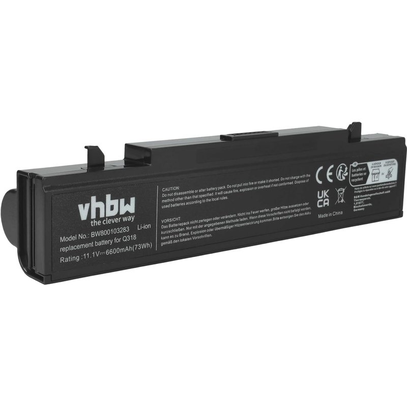 Li-Ion Batterie 6600Mah (11.1V) Noire Pour Ordinateur, Pc Samsung R719, R720, R730, R780, Rc408, Rc410 Comme Aa-Pb9Nc6B, Aa-Pb9Nc6W, Aa-Pb9Ns6B.