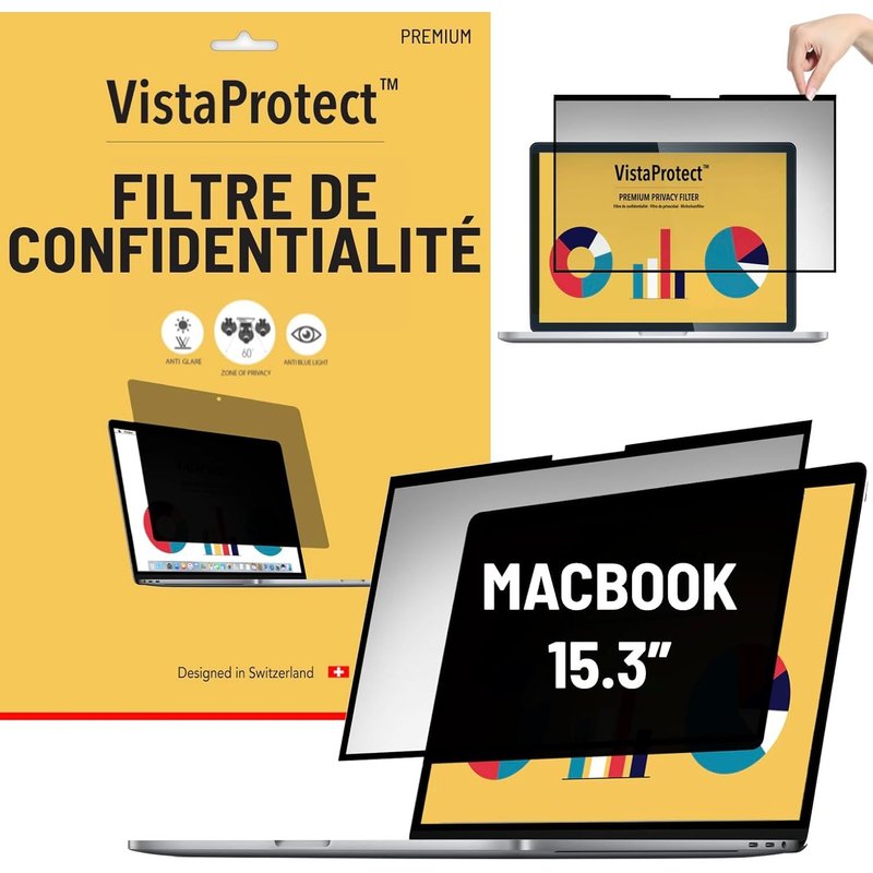 - Filtre De Confidentialité & Filtre Anti-Lumière Bleu Premium Magnétique. Film De Protection 2-En-1 Compatible Avec Apple Macbook Air 15 M2/M3/M4 (15.3" - 2023+)