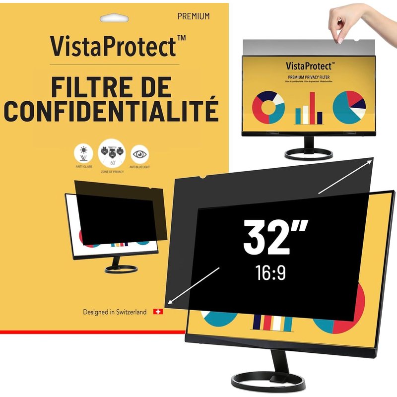 - Filtre De Confidentialité & Filtre Anti-Lumière Bleu Premium. Film De Protection 2-En-1 Pour Écran D`Ordinateur & Moniteur (32" Pouces)