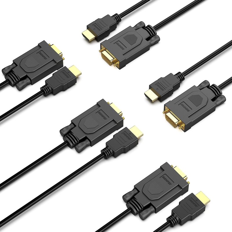 Lot De 5 Câbles Hdmi Vers Vga De 1,8 M (Mâle Vers Mâle) Compatibles Avec Ordinateur, Ordinateur De Bureau, Ordinateur Portable, Pc, Moniteur, Projecteur, Hdtv, Raspberry Pi, Roku, Xbox Et Plus