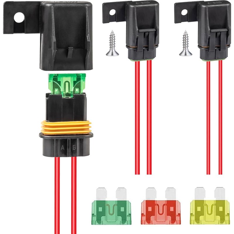 Ip67 Porte Fusible 12V Etanche Porte-Fusible En Ligne 12Awg 16Awg Fil Faisceaux Câbles Avec 20A 30A 40A Fusibles Voiture Et Vis Pour Auto Moto Camion