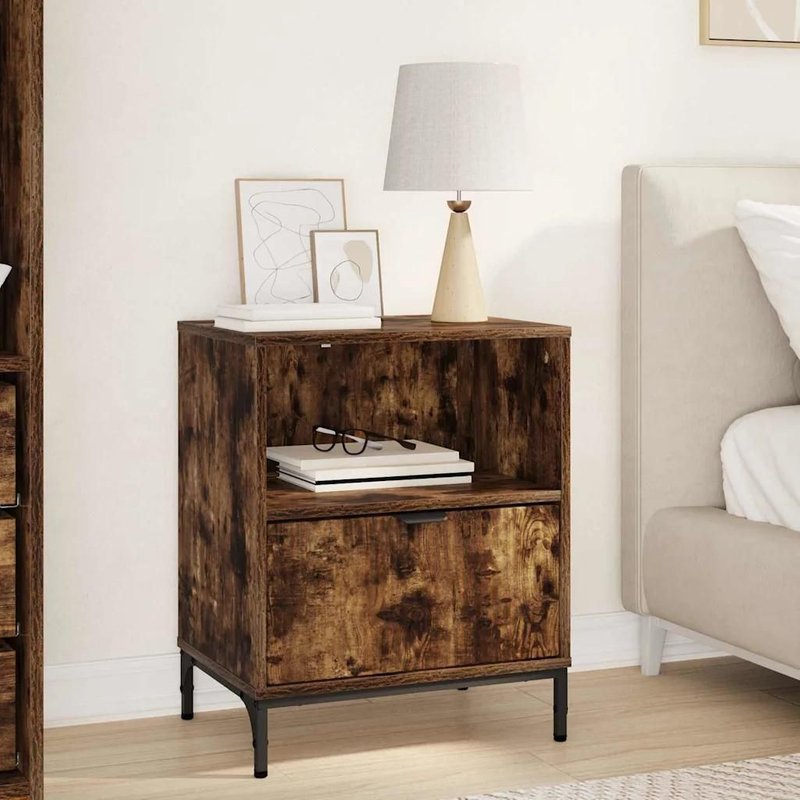 Vidaxl Table De Chevet Chêne Fumé 49 X 36 X 61 Cm Bois D'ingénierie