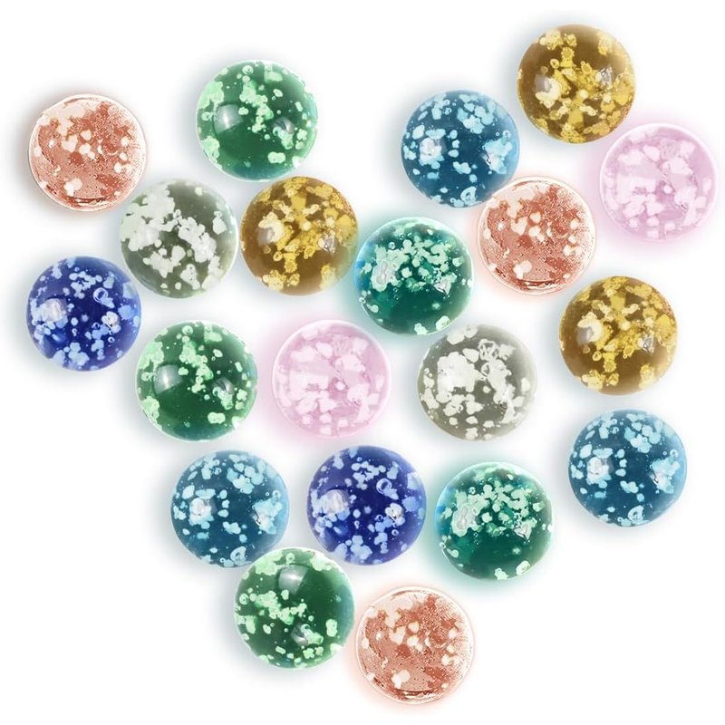 Billes en Verre phosphorescentes-Lot de 10 Billes Multicolores tachetées pour Circuits de Billes,projets DIY ou décoration intérieure