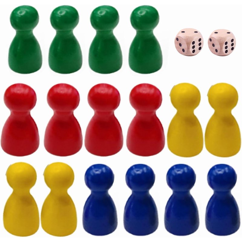 Pions En Bois Composant De Jeu Jouet,Pions En Bois Pour Jeux De Société,16 Cônes Halma En Bois Et 2 Cubes En Bois,