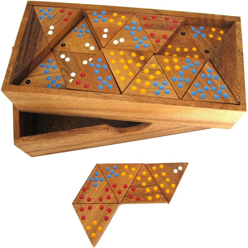 Tridomino-Triomino-Domino Triangle-Jeu De Pose-Jeu De Société En Bois À Pois Colorés