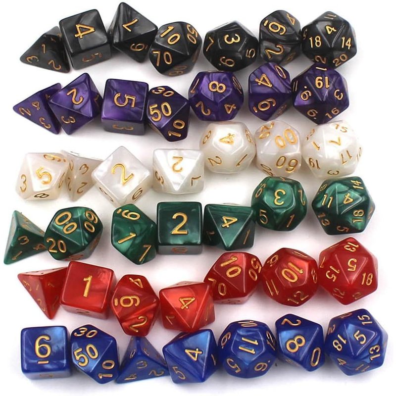 Dés Polyédriques,6 ×7 (42 Pièces) Dés Jeux De Role Avec 7 Sacs Velours,Polyédrique Jeu De Dice,Jeu De Dés Polyédrique,Jeux De Table Dés Pour Donjons Et Dragons Dnd