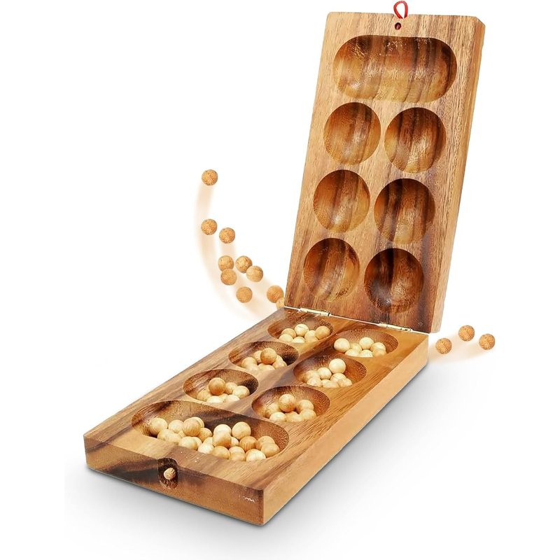 Logica Jeux Art. Kalaha-Mancala-Jeu De Société En Bois Précieux-Jeu De Stratégie Pour 2 Personnes-Vesion De Voyage