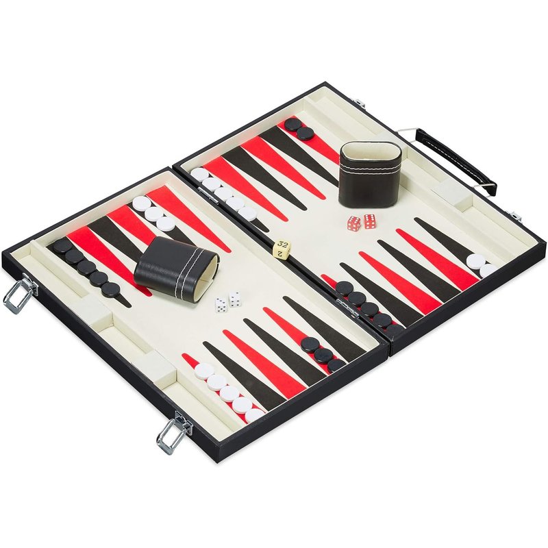 Set Complet Pour Jouer Au Backgammon,Jeu De Société,Mallette,Haute Qualité,L X P : Env. 47 X 36 Cm,Noir