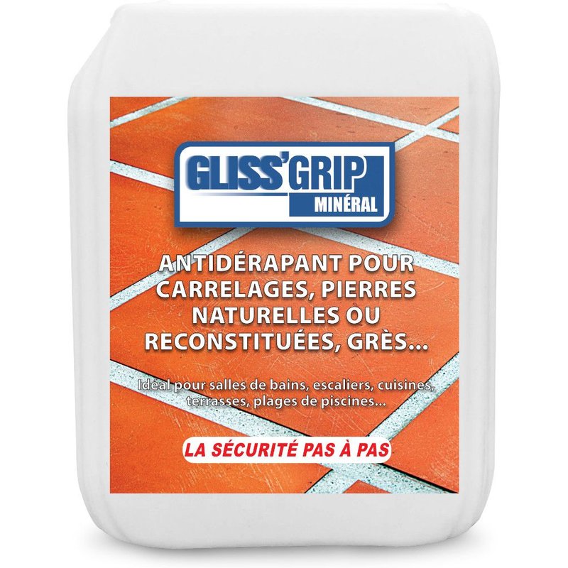 Gliss Grip - Traitement antidérapant pour toutes les surfaces minérales - int/ext grip mineral 5l