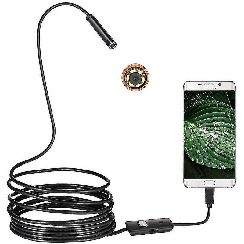 Caméra d'inspection endoscopique USB 5,5 mm 2 en 1, flexible, étanche, pour tuyau d'évier