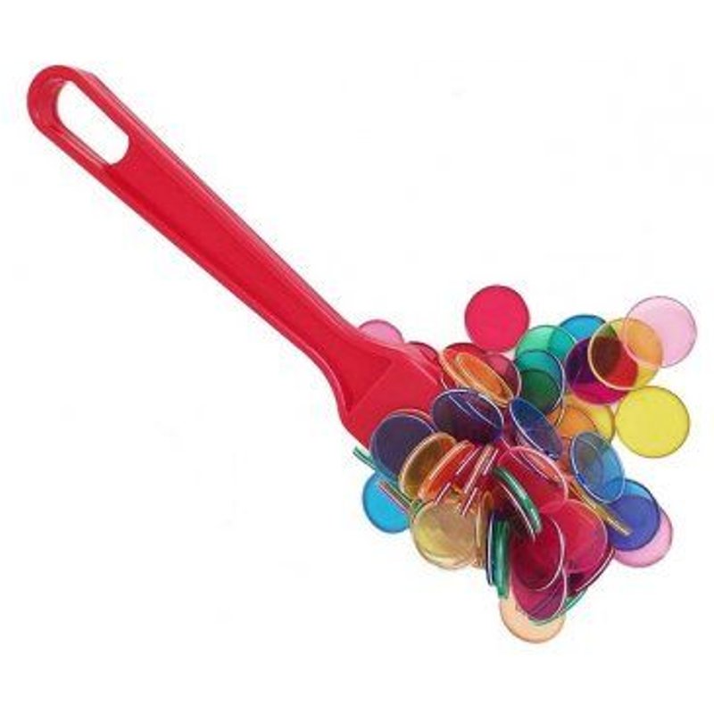 Baguette Baton Ramasse Jetons Rouge + 100 Pions Loto Magnetiques - Kit Accessoires Bingo 2 En 1 - Set Jeu Kermesse Et Carte