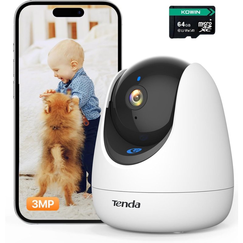 Cp3 Pro V1.1 Caméra De Surveillance 2K, Caméra Wifi Intérieure, Vision Nocturne, Détection Animaux Et Humains, Notifications Instantanées, Appel Facile, Compatible Alexa, Carte Sd Incluse