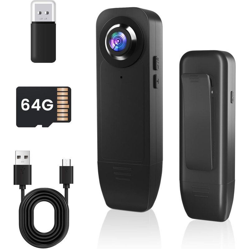 Mini Camera Espion Sans Fil, 1080P Camera De Surveillance Sans Internet Avec Carte Mémoire 64 Go Préinstallée, Caméra Corporelle Avec Détection De Mouvement, Vision Nocturne