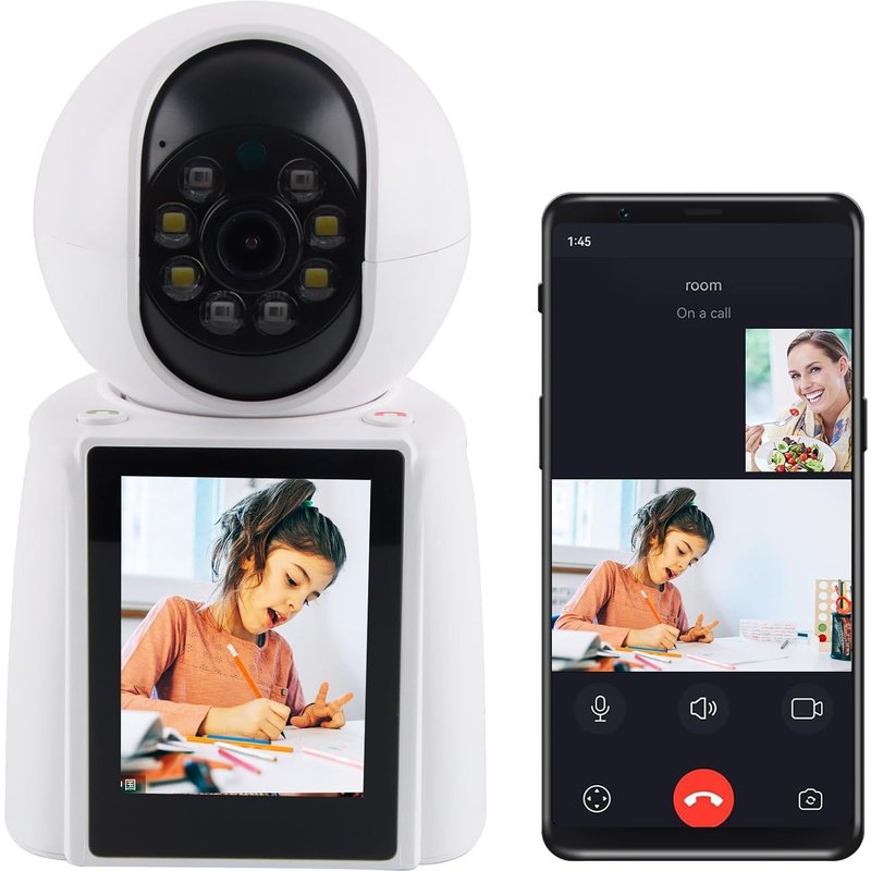 Caméra De Surveillance Intérieure, Caméra Pour Chien Vidéo Bidirectionnelle, 1080P Caméra Indoor Suivi Automatique, Caméra D'Intérieur Connectée Avec Écran De 2,4 Pouces (Svelte)